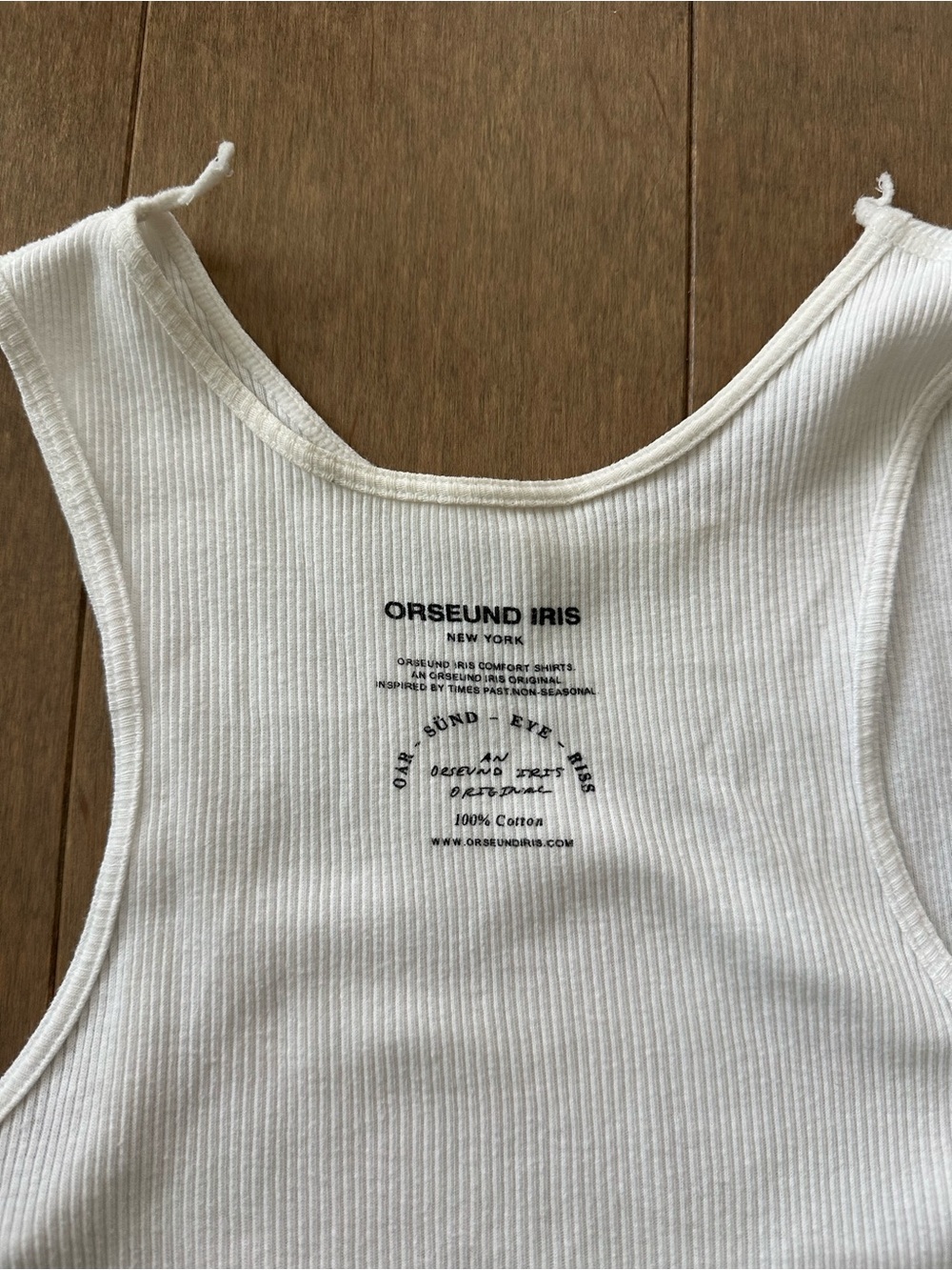 Orseund Iris Cream Ribbed Cotton Tank with Black Logo